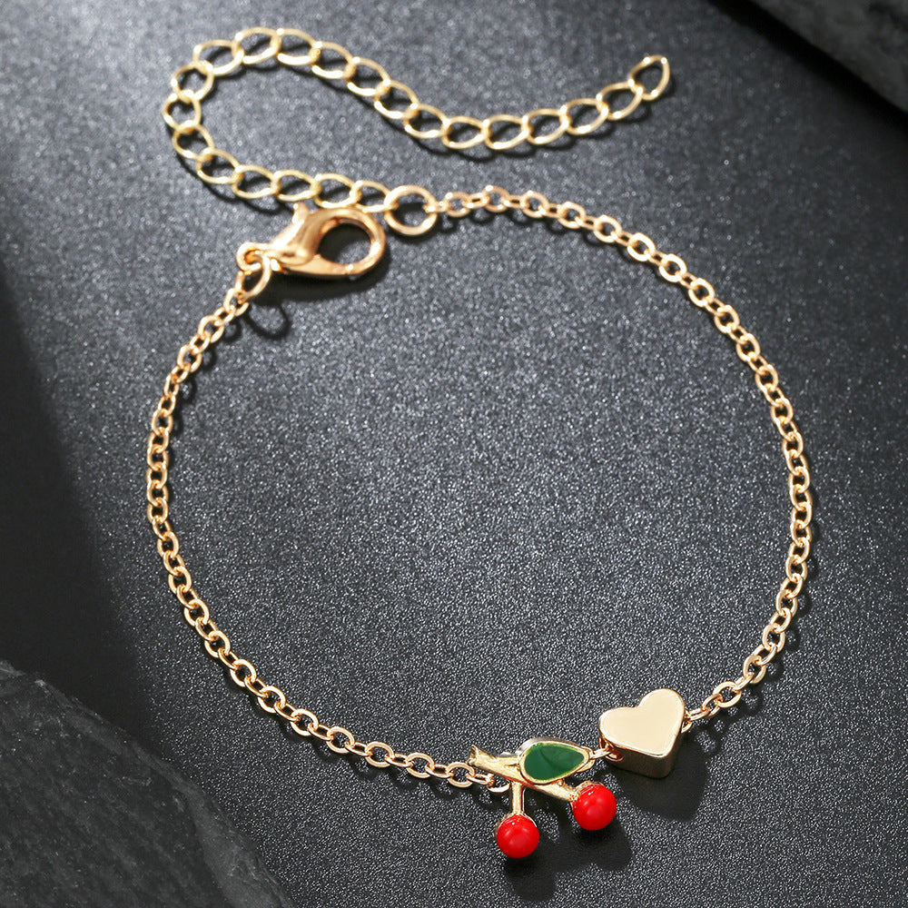 Sweet Colorful Drip Oil Cherry Bracelet