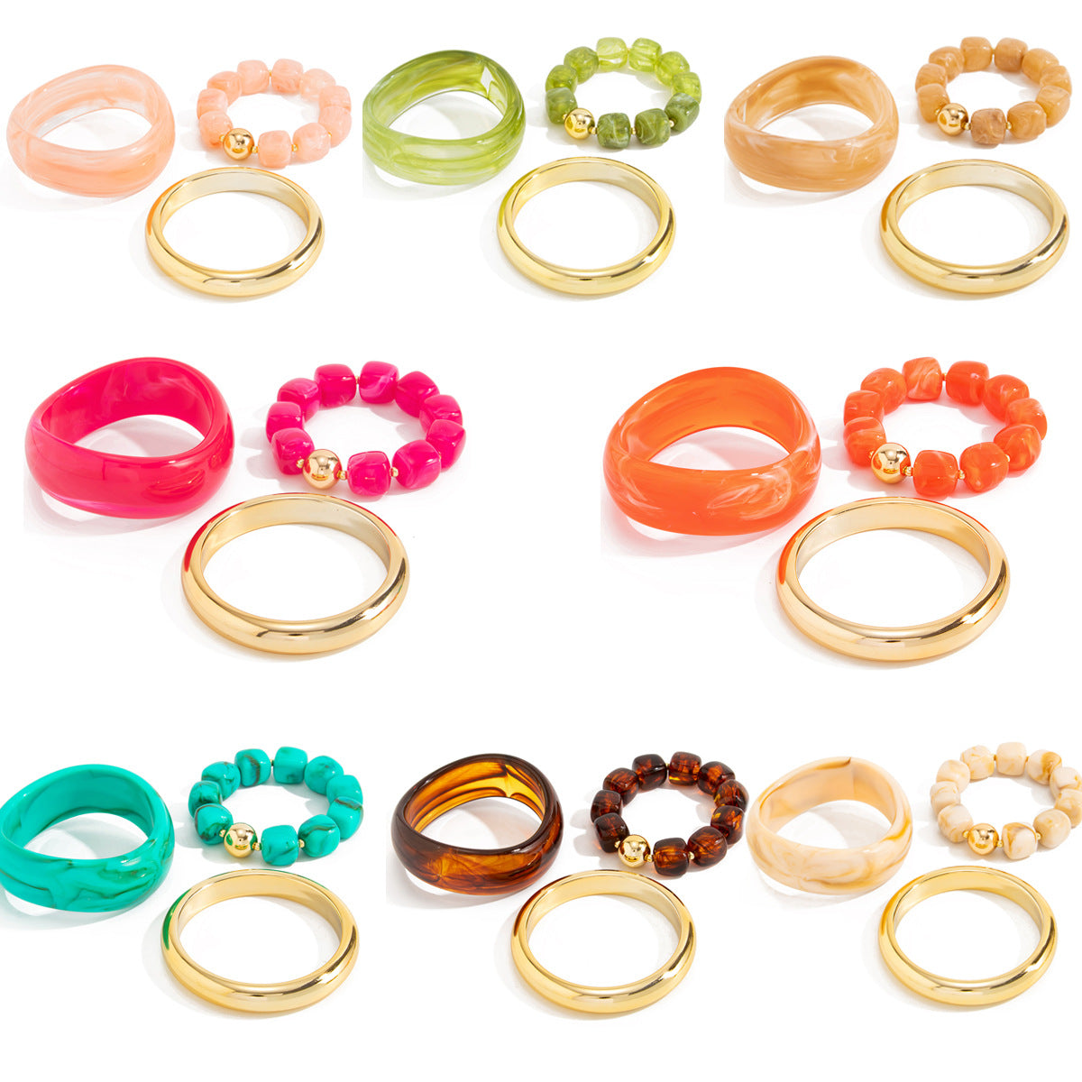 Minimalist Elegant Geometric Gradient Resin Plated Bangle Bracelet