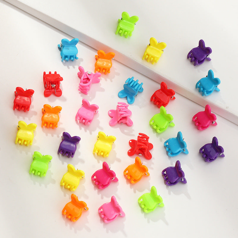 Cute Rabbit-Shaped Plastic Hair Clips for Girls, Enamel-Finished Children's Hair Accessories Set of 30 Assorted Colors