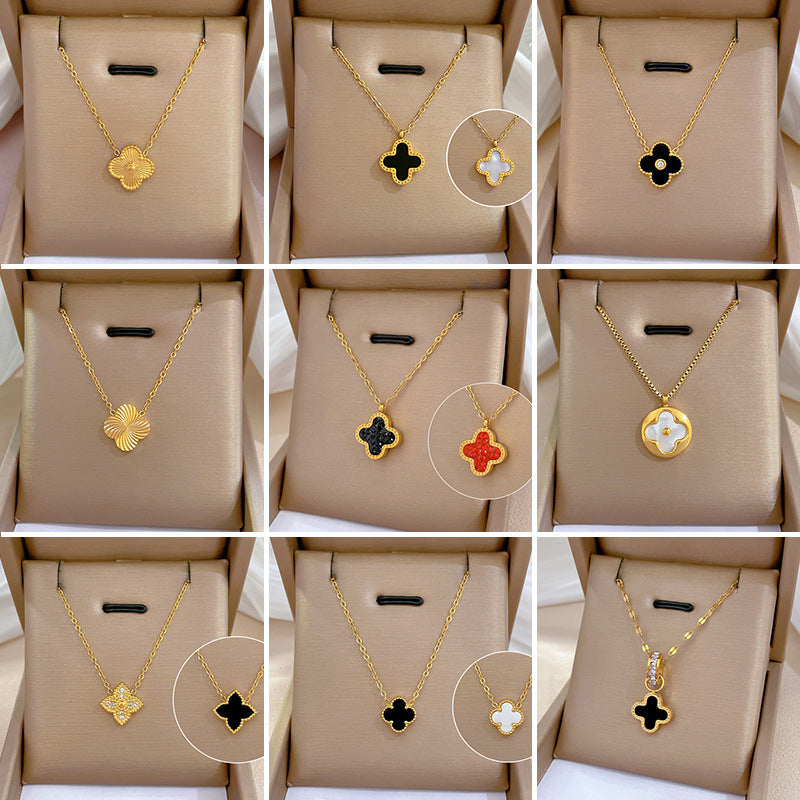 Collana con pendente geometrico minimalista in titanio e acciaio placcato unisex