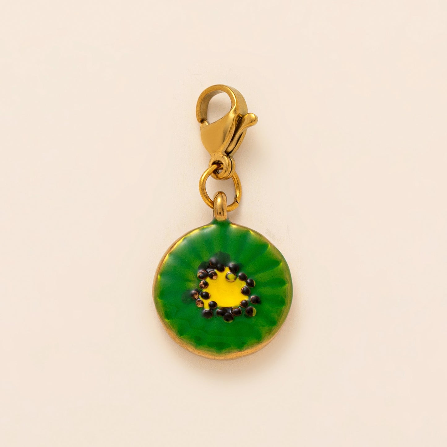 Vintage 18K Gold Plated Fruit Plant Titanium Steel Charm Bar Necklace