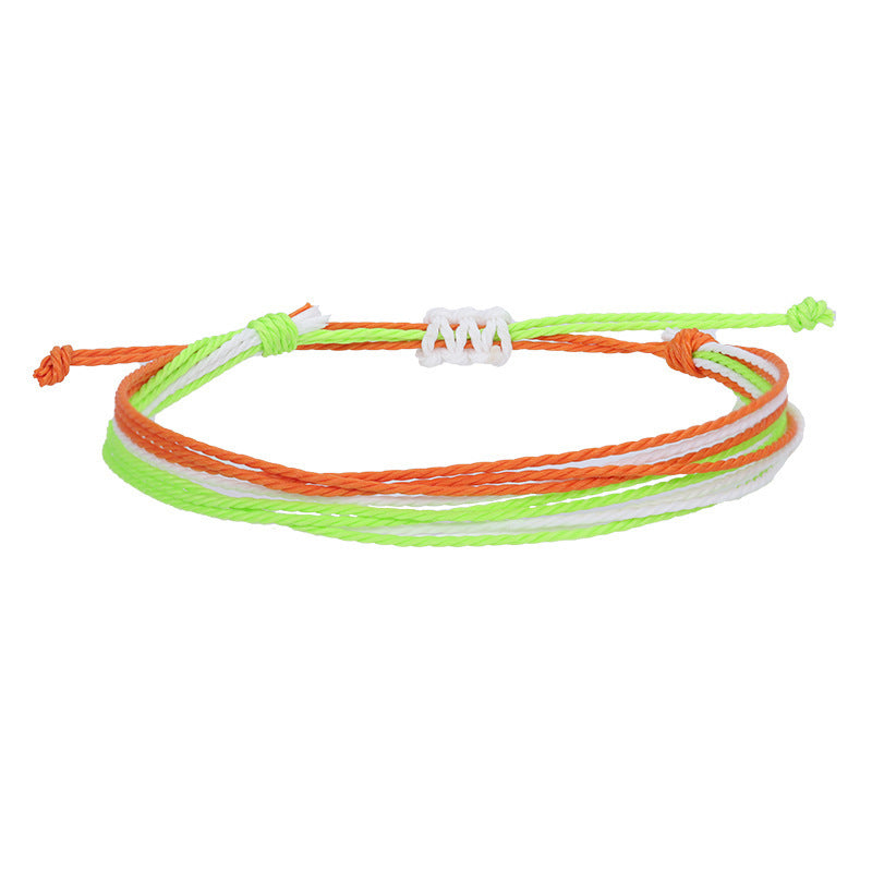 Bohemian Sweet Handmade Braided Wax Cord Bracelet U Shape Unisex Lucky Charm