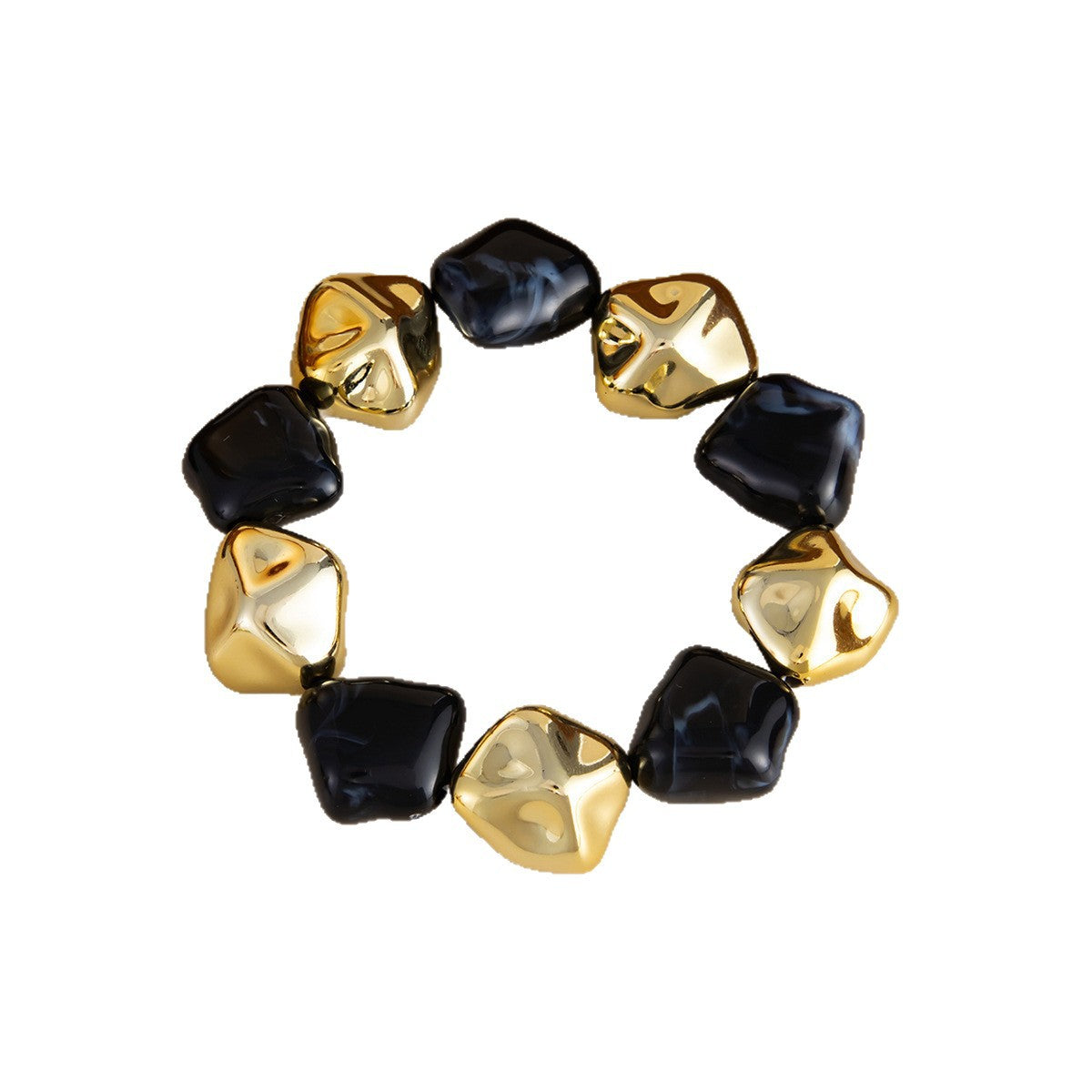 Creative Geometric Round Black Acrylic Stretch Bracelet