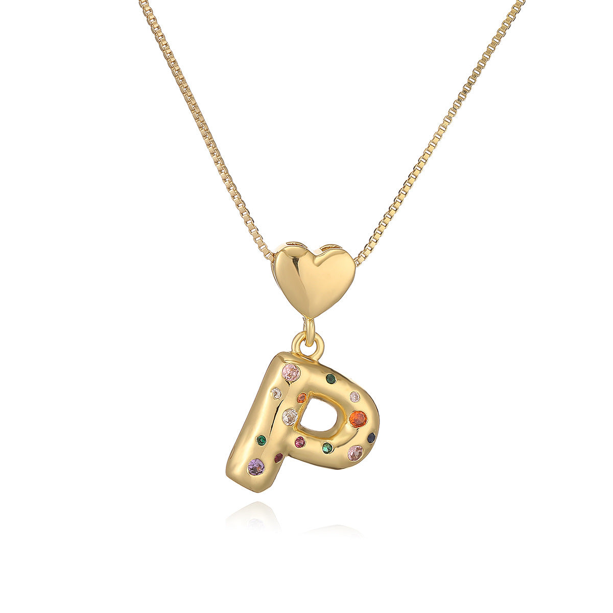 Collana Pendente Minimalista a Lettera in Rame Placcato Oro 18K con Intarsio di Zirconi per Donna