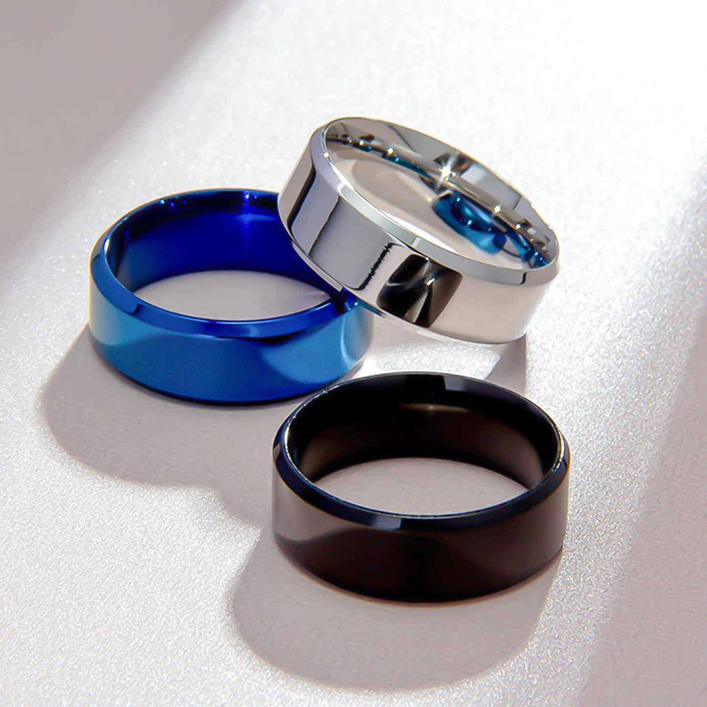 Minimalist 8MM Polished Plated Stainless Steel Ring Unisex Wedding Band