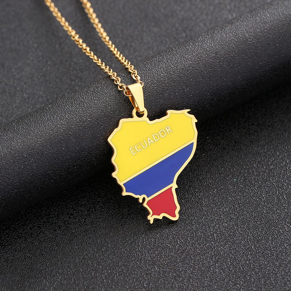 Collana con pendente geometrico smaltato alla moda in acciaio inossidabile con charm in acciaio al titanio e finitura placcata per uomo e donna