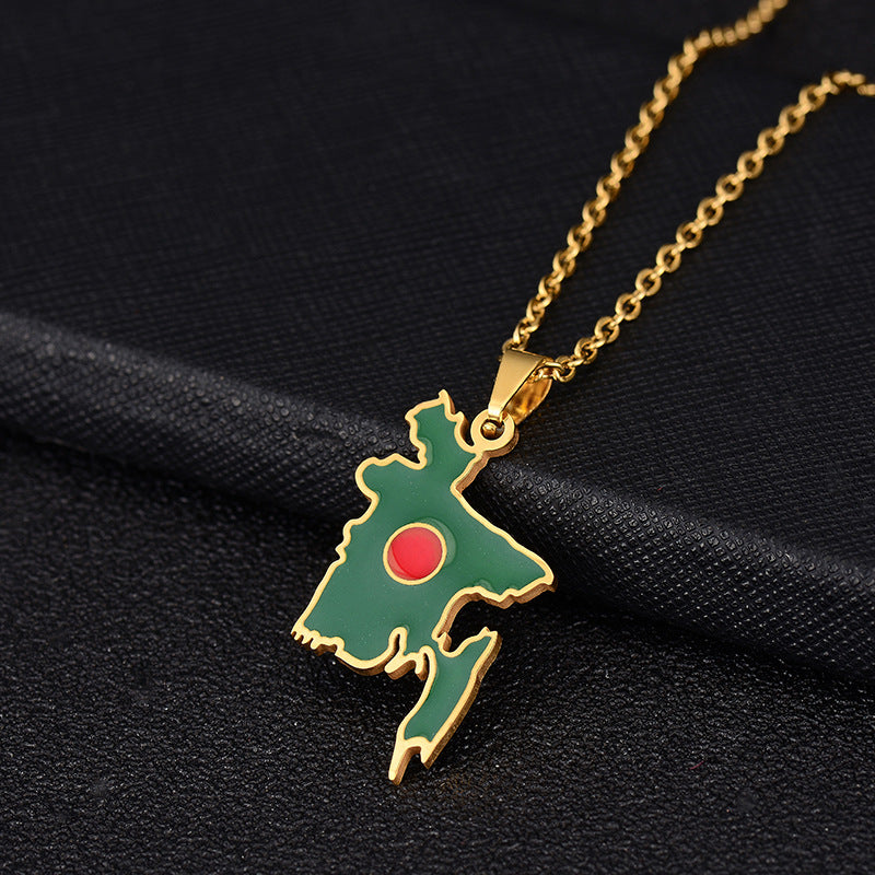 Collana con ciondolo geometrico vintage in acciaio inossidabile con finitura smaltata, gioielli di moda unisex