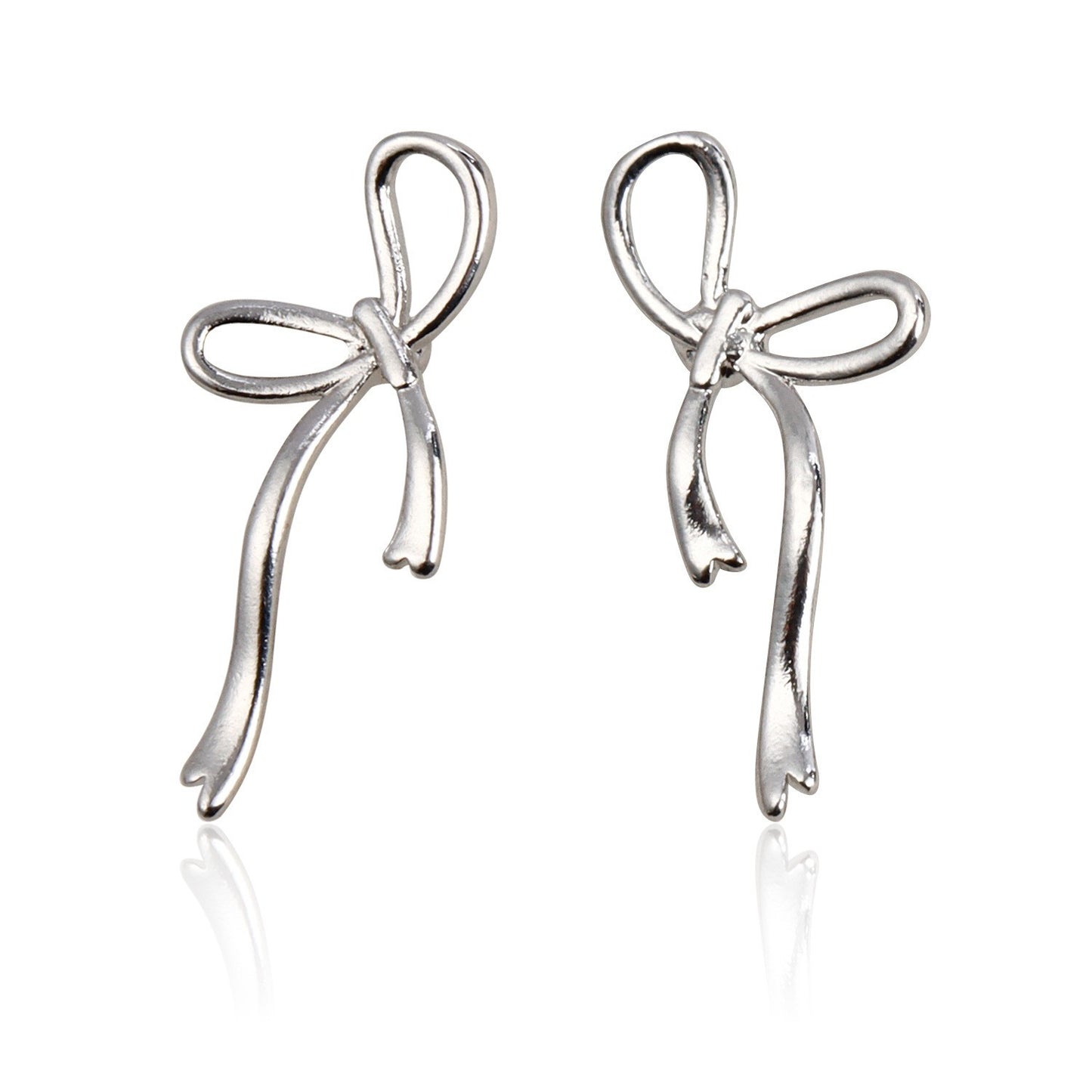 Geometric Bowknot Earrings for Women Alloy Electroplated Moon Motif Fashionable Everyday Ear Studs