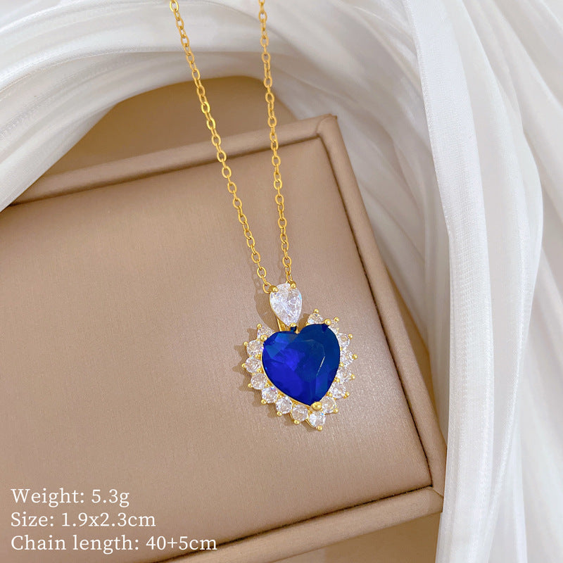 Sweet Minimalist Animal Shape Micro-Inlaid Cubic Zirconia Brass Pendant Titanium Steel Necklace for Unisex