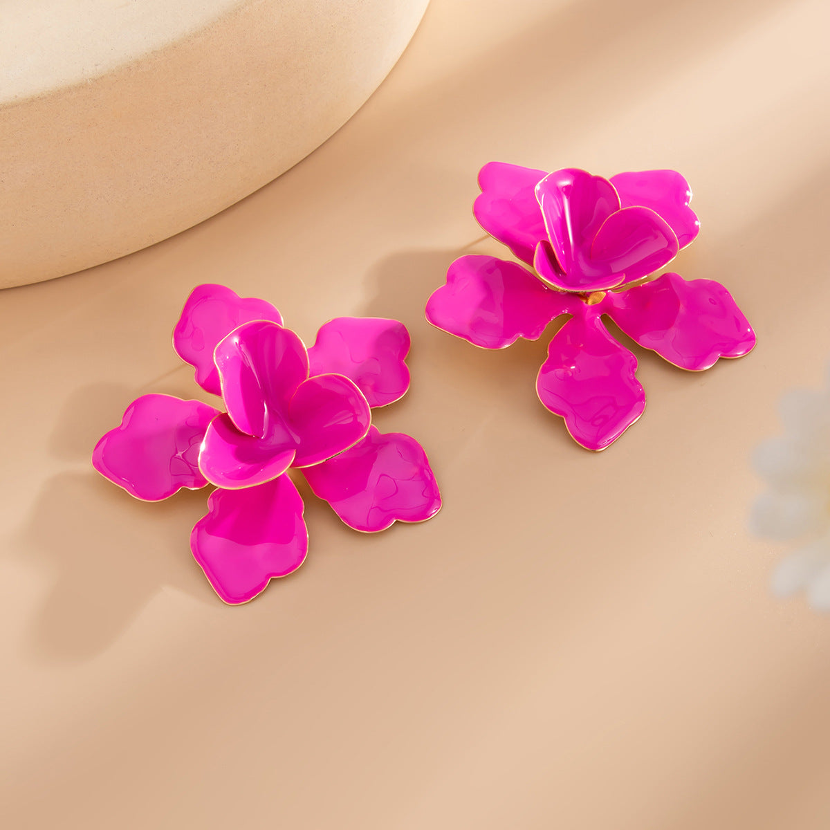 Exaggerated Drip Oil Plated Iron Floral Earrings for Women