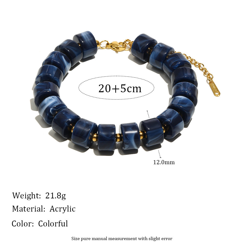 Collana cilindrica retrò minimalista in acrilico da donna con design geometrico e finitura ecologica