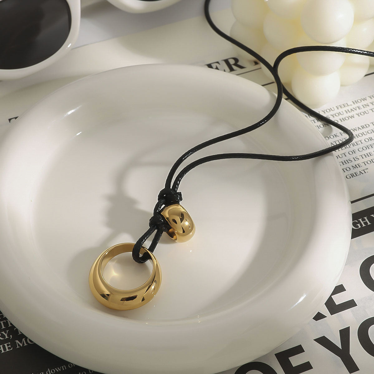 Collana geometrica in acciaio inossidabile con pendente in acciaio al titanio, finitura galvanizzata, gioielli da donna alla moda stile ufficio