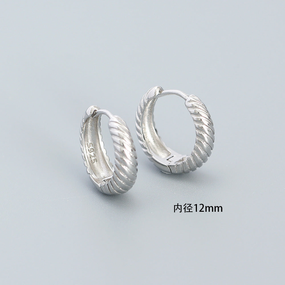 Orecchini a Cerchio Minimalisti Placcati Geometrici in Argento Sterling 925