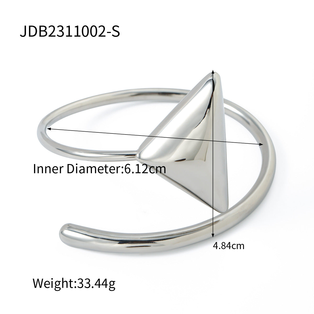 Bracciale a Bobina con Triangolo Geometrico in Acciaio Inossidabile Placcato Oro 18K Lusso Minimalista