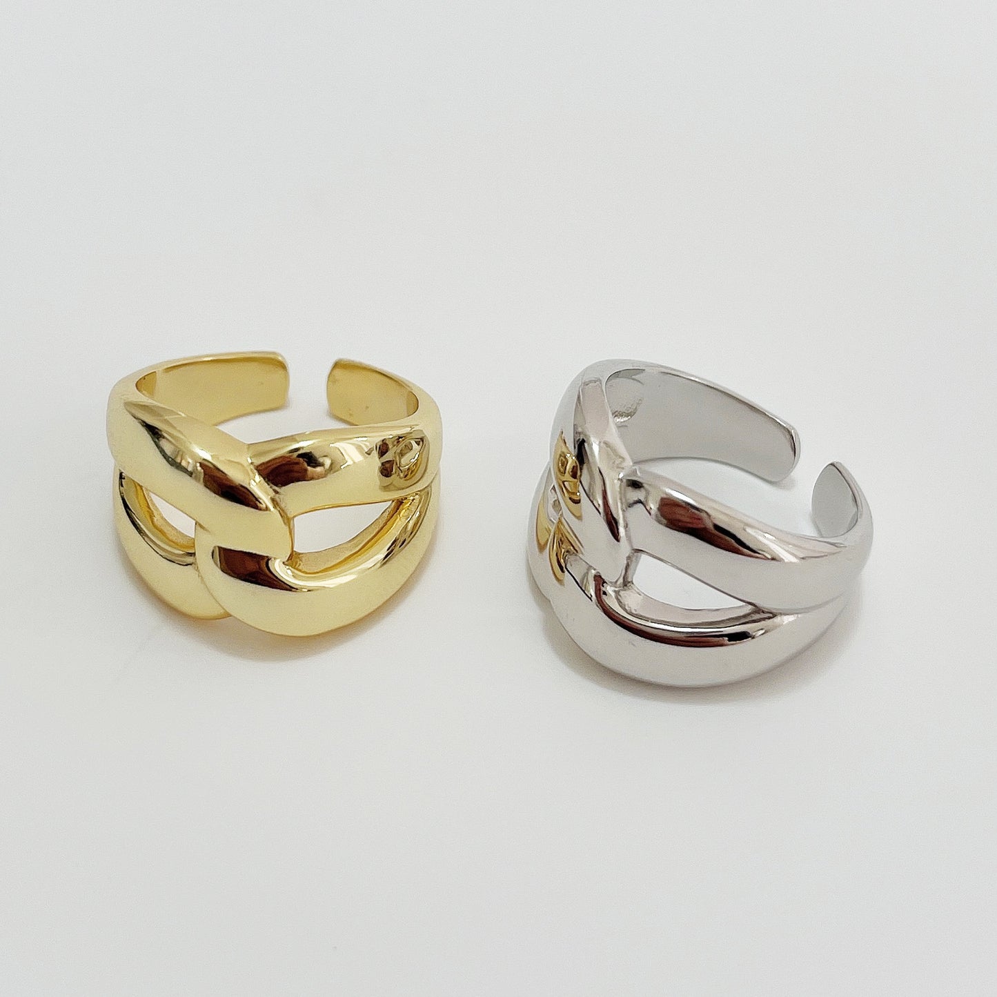Anello da donna a cuore irregolare largo in argento sterling 925, stile minimalista
