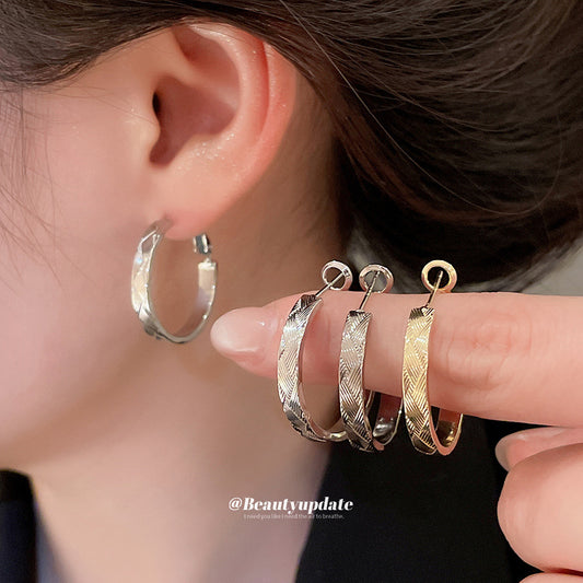 Pendientes de aro geométricos minimalistas para mujer con cobre chapado y postes de acero