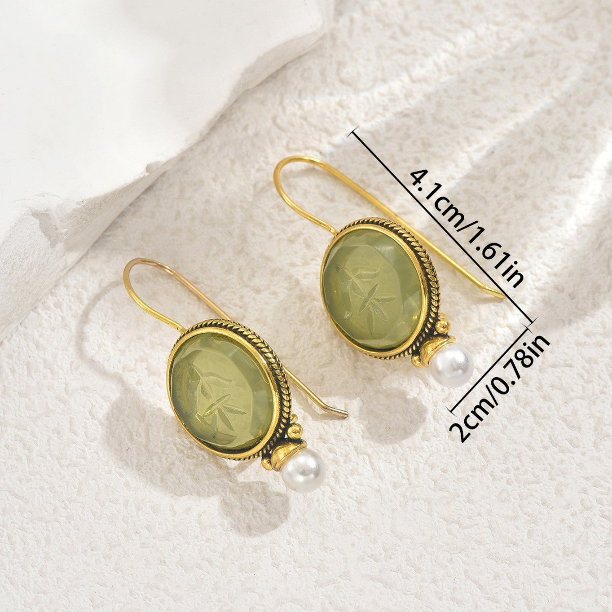 Pendientes Geométricos de Cobre con Incrustaciones de Esmeralda para Mujer, Joyería Llamativa y Elegante para la Oficina