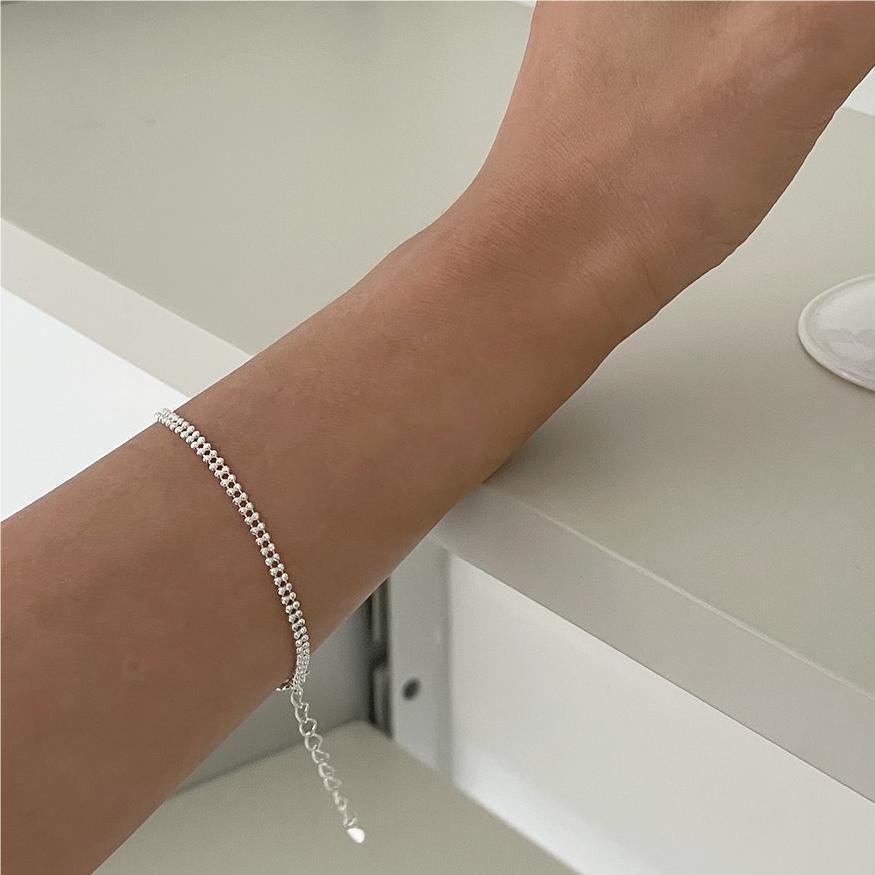 Bracciale con catena a sfera geometrica rotonda minimalista in argento sterling 925