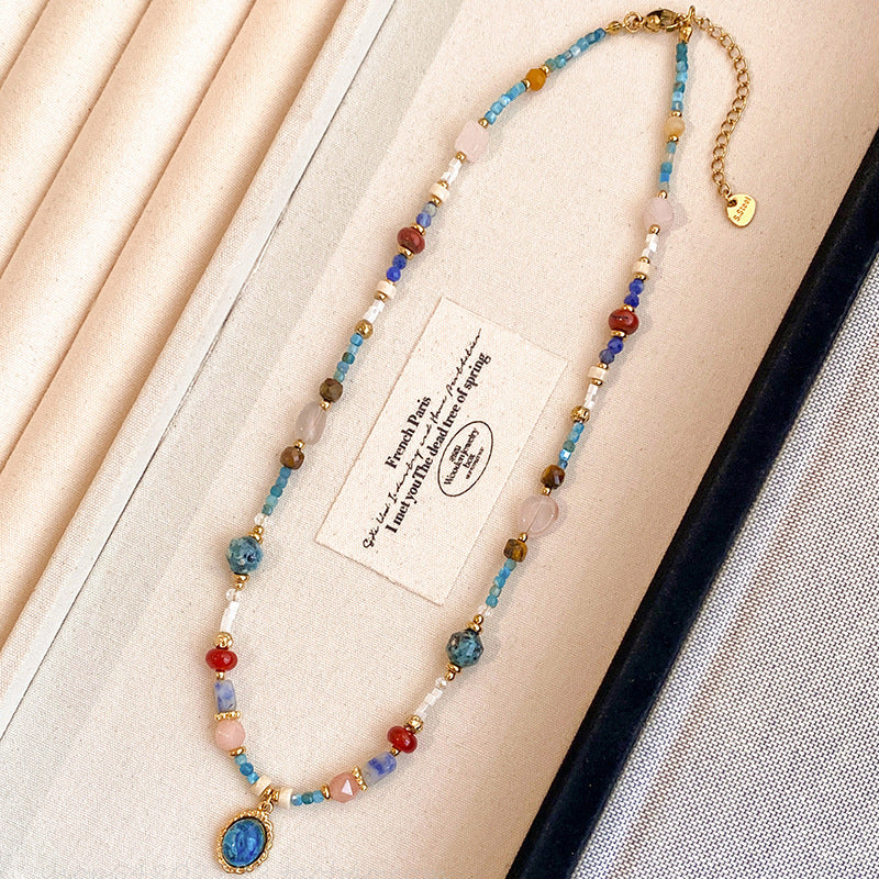Collana girocollo da donna con perline in pietra ispirata alla dopamina, forme geometriche, catena delicata, elegante, minimalista, gioielli per tutti i giorni