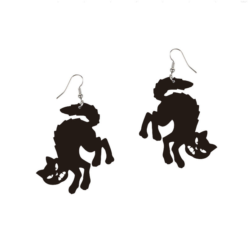 Lindos Pendientes de Gato de Dibujos Animados para Mujer Pendientes Acrílicos de Halloween con Diseño Animal Juguetón y Estilo Personalizado