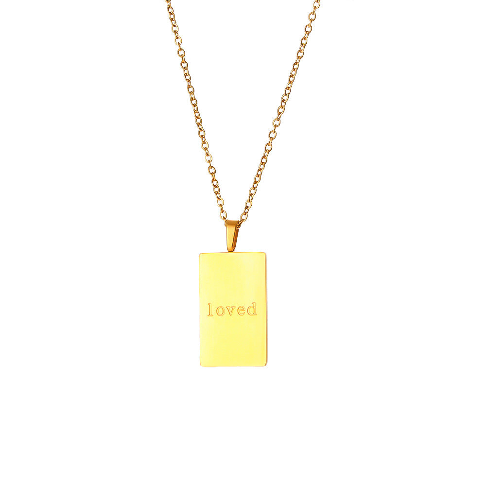 Collana con Pendente a Lettera Minimalista in Acciaio Inossidabile con Placcatura Sottovuoto in Oro 18 carati per Donna