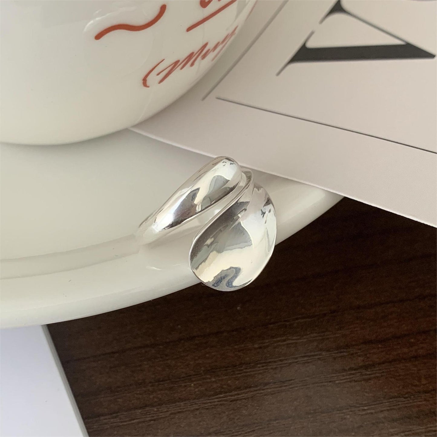Minimalist 925 Sterling Silver Polished Geometric Number Ring for Women