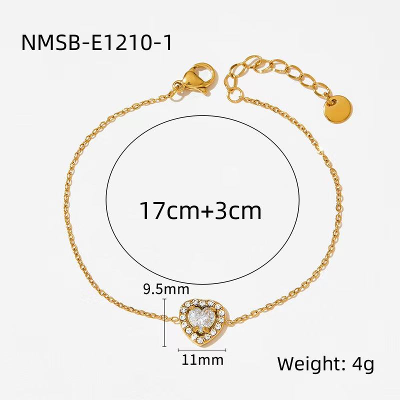 Fashion OL Geometric 18K Gold Plated Stainless Steel Bracelet for Women with Rhinestone