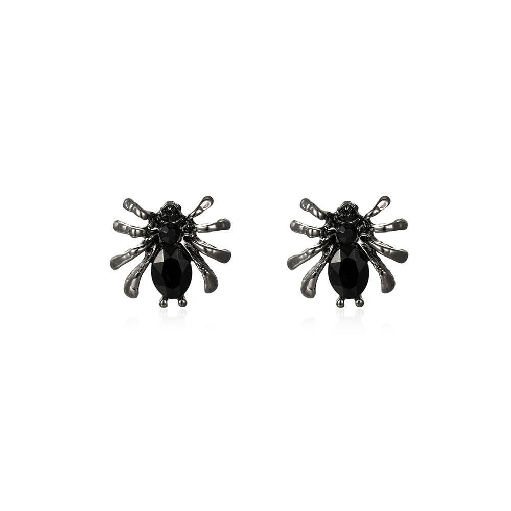Pendientes de Araña y Calavera con Temática de Halloween y Motivo de Calabaza en Aleación con Acabado Chapado en Oro para Uso Unisex