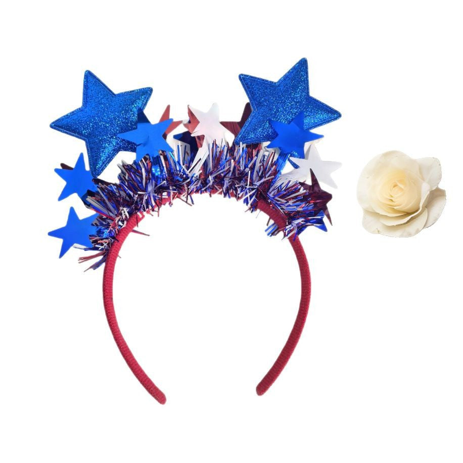 Patriotic Star Fabric Headband for Independence Day Party Unisex Hair Hoop