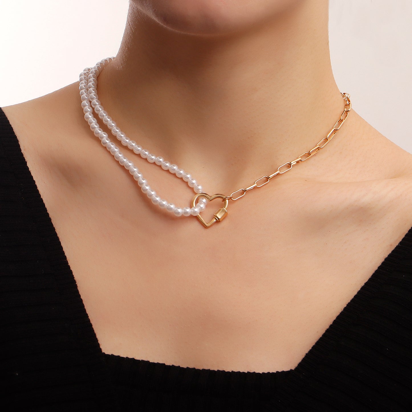 Minimalist Hollow Heart Pendant Necklace for Women Alloy with Plated Finish Snake Chain Style