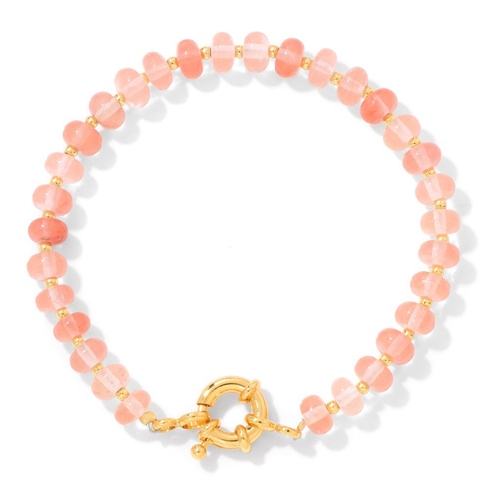 Sweet Elegant Geometric Gemstone Beaded Bracelet for Women with OT Clasp