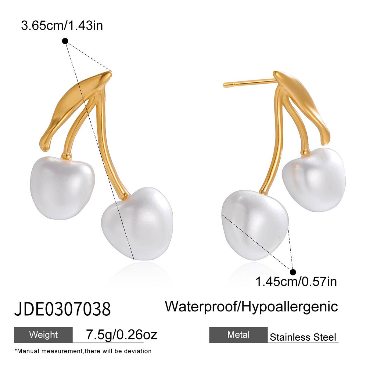 Pendientes de botón de acero inoxidable con forma de cereza y acabado chapado para mujer, joyería de moda geométrica minimalista