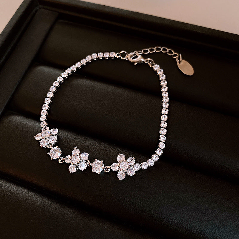 Minimalist Sweet Square Butterfly Brass Bracelet with Cubic Zirconia Inlay for Women