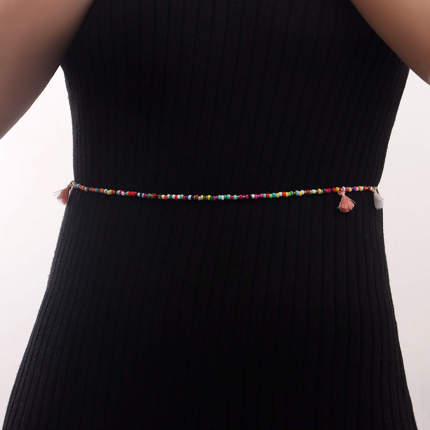 Minimalist Tassel Waist Chain for Women with 3mm Metal Beads and Adjustable Length