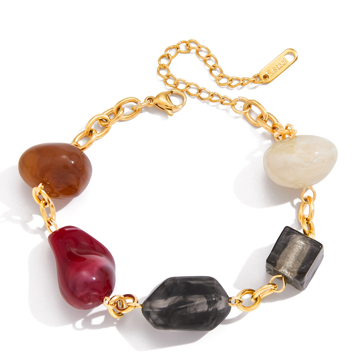 Bracciale a Cuore in Resina Stile Retrò con Finitura Galvanica per Donna, Accessorio di Moda Leggero e di Lusso