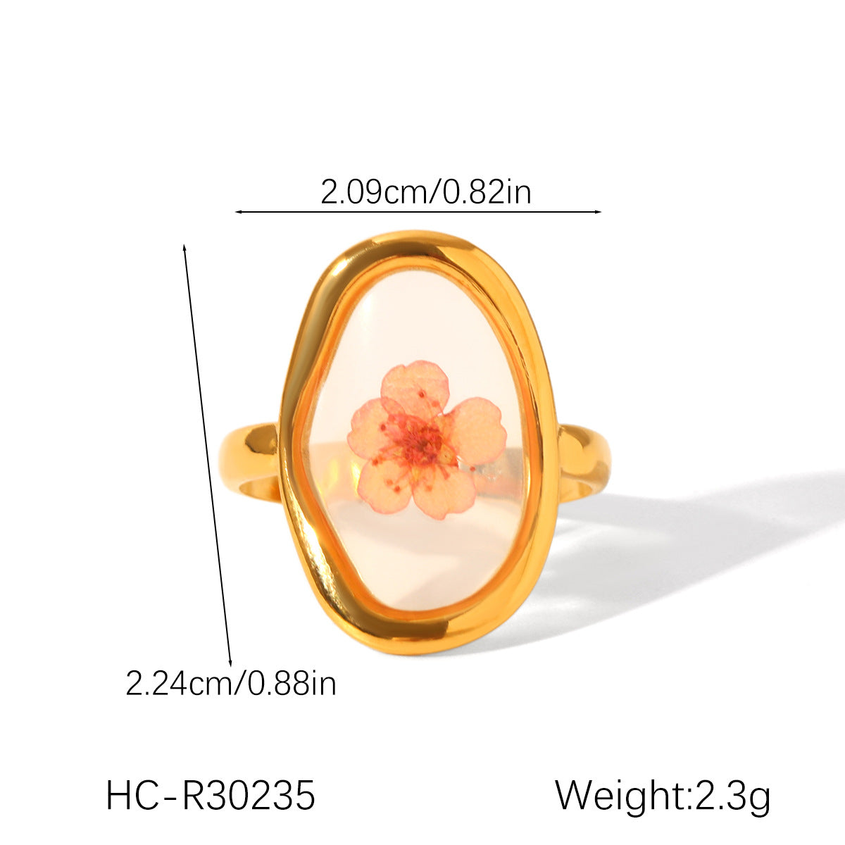Ins Style 18K Gold Plated Stainless Steel Four Leaf Clover Daisy Flower Ring for Women