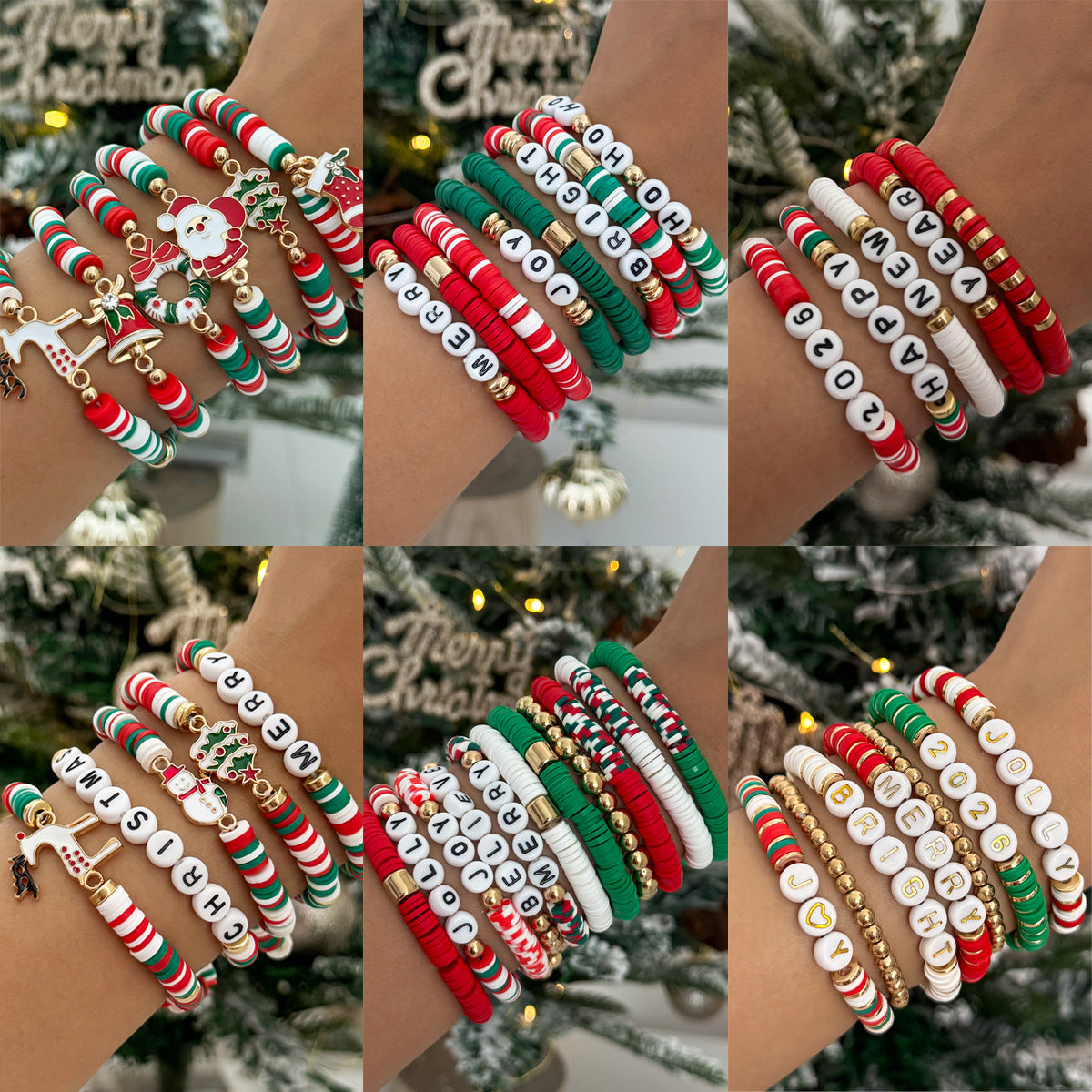 Minimalist Letter Resin Beaded Stretch Bracelet for Women