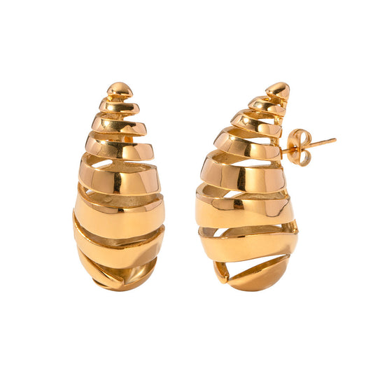 Pendientes minimalistas de titanio con forma de gota de agua para mujer, chapados en oro de 18 quilates y diseño geométrico