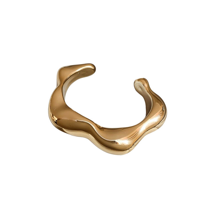 Bracciale rigido in acrilico fatto a mano da donna con design aperto irregolare, bracciale alla moda dalla forma circolare geometrica per l'ufficio e l'eleganza quotidiana