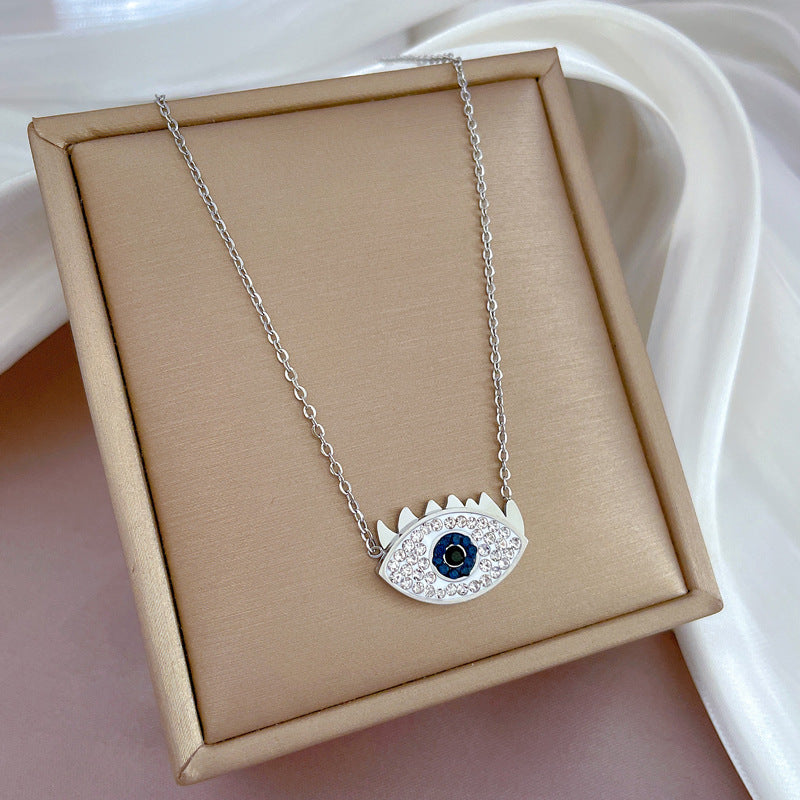 Elegante collar con colgante geométrico de acero de titanio para mujer con locket de cadena chapado en oro, delicada joya para la clavícula
