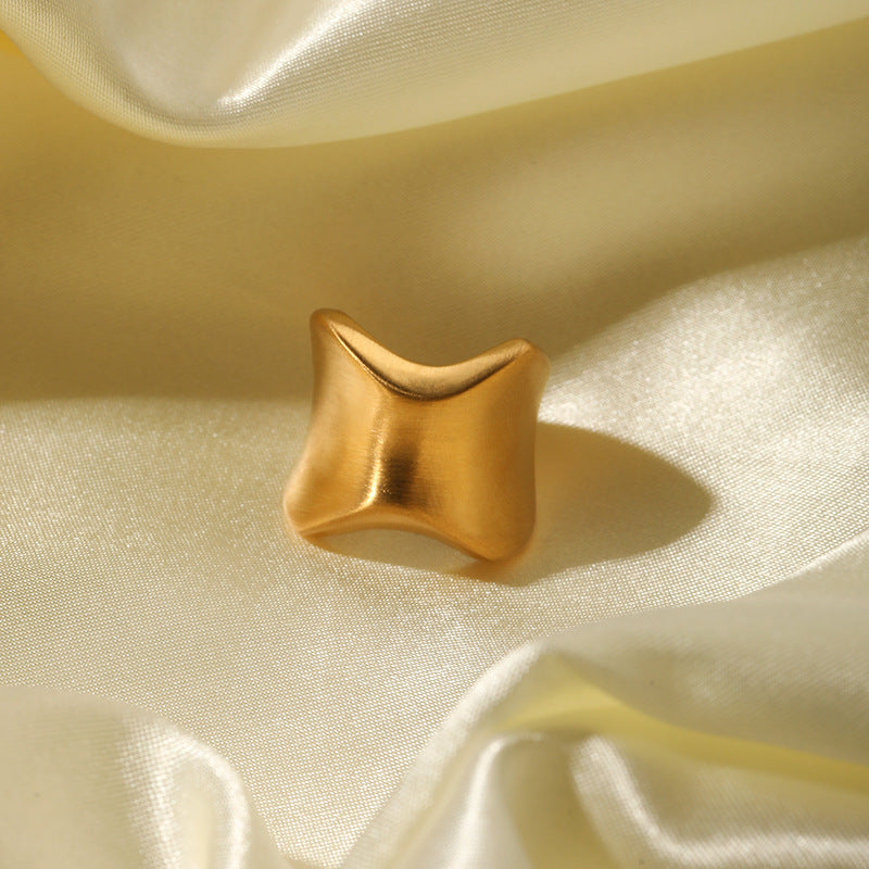 Minimalist Irregular Geometric Titanium Steel Ring with Gold Plating for Women
