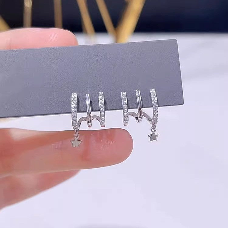 Pendientes de perlas geométricos para mujer con detalles de circonitas, postes de acero galvanizado, estilo retro lujoso y elegante para otoño e invierno