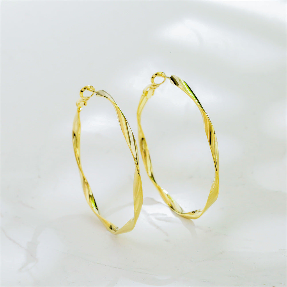 Minimalist Geometric Hoop Earrings for Women in Copper with 14K Gold and 925 Silver Plating