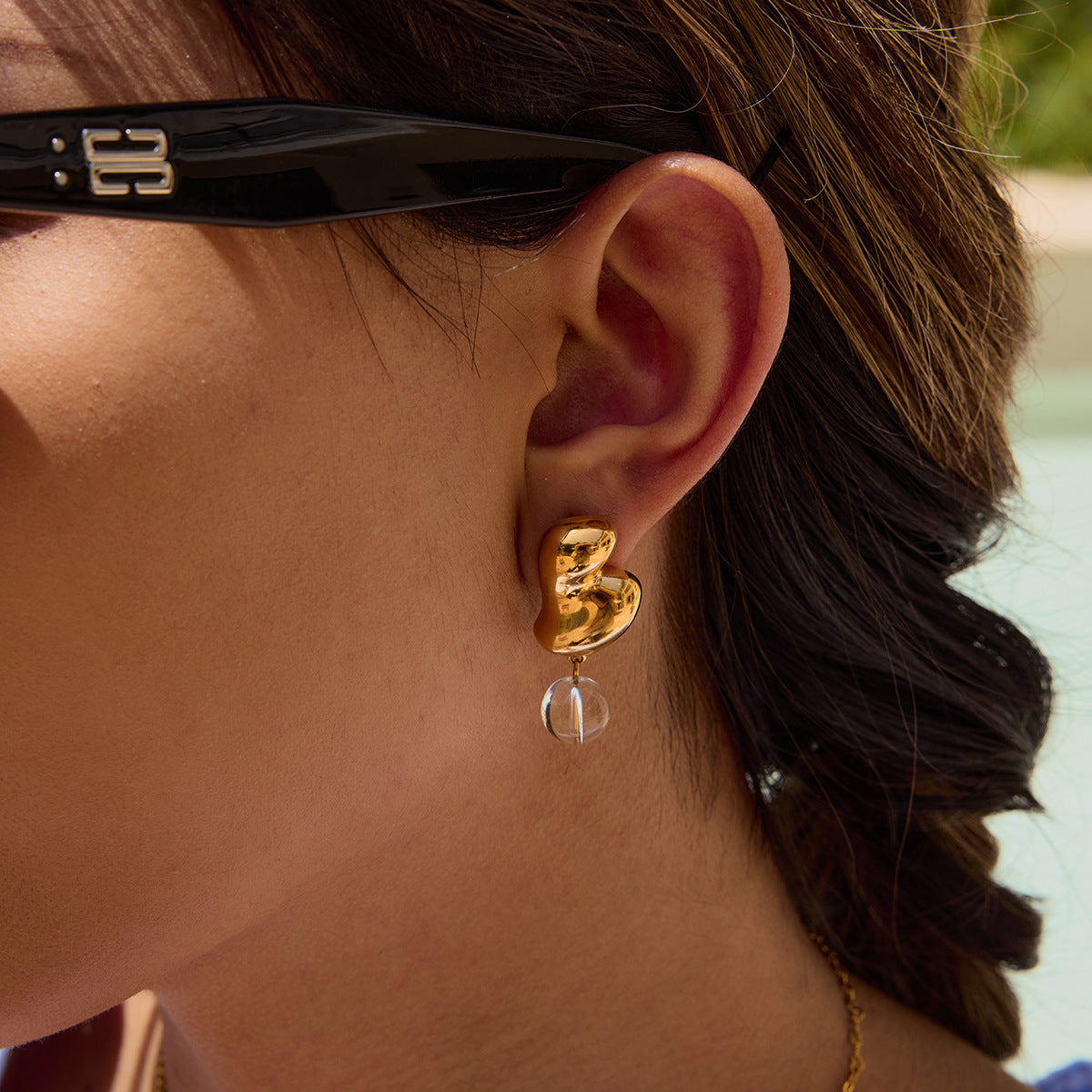 Orecchini da donna geometrici minimalisti in acciaio inossidabile con placcatura in oro PVD sottovuoto