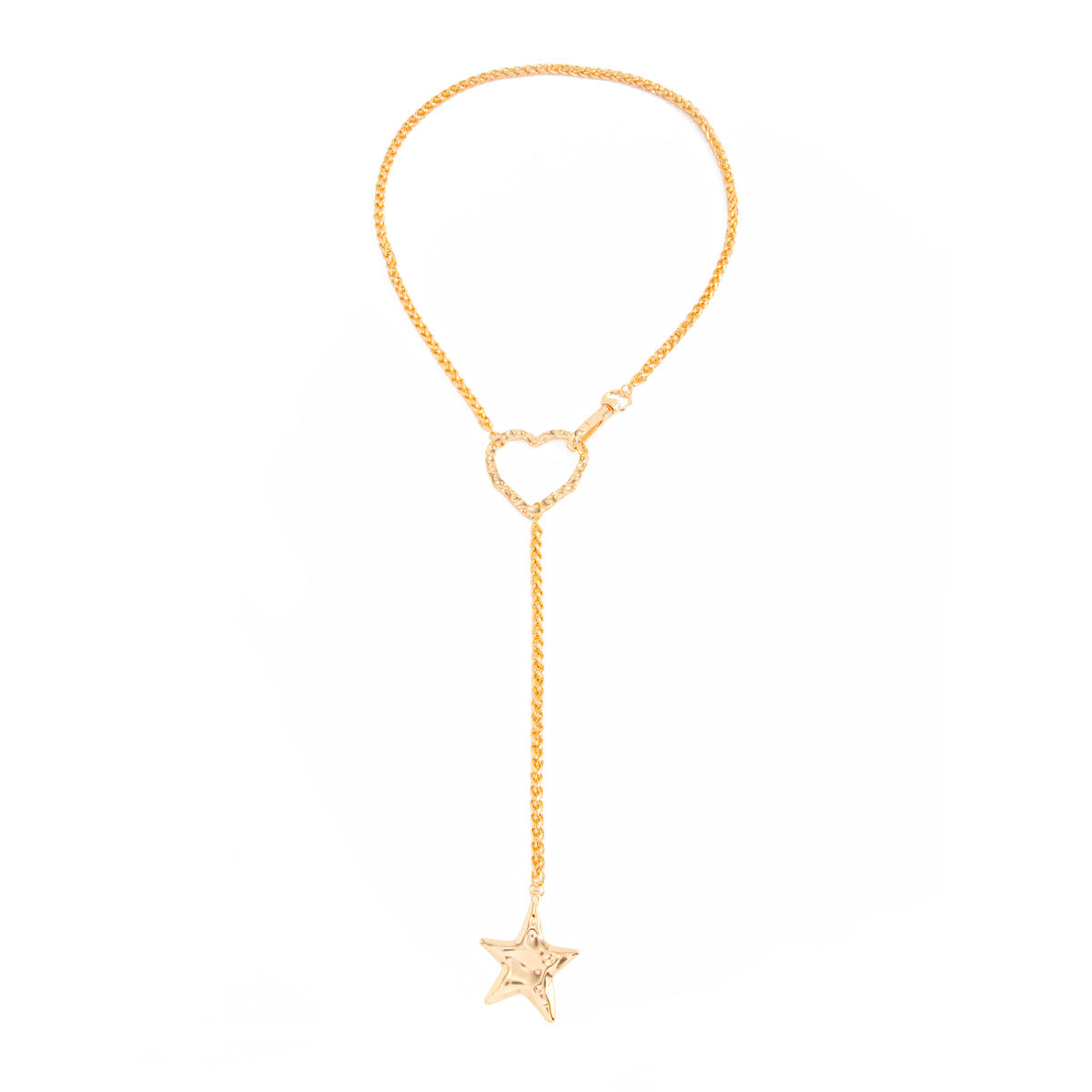 Minimalist Heart Star Pendant Plated Iron Necklace Zinc Alloy Charm