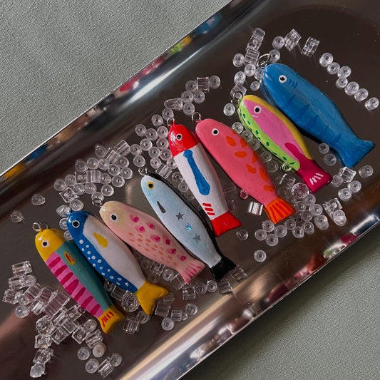 Vintage Colorful Fish Shape Stainless Steel 18K Gold Plated PVD Charm Bar