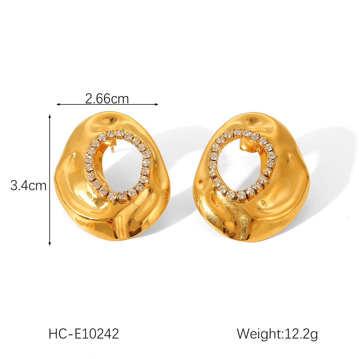 Ins Style 18K Gold Plated Titanium Steel Geometric Bowknot Water Drop Rhinestone Earrings for Women
