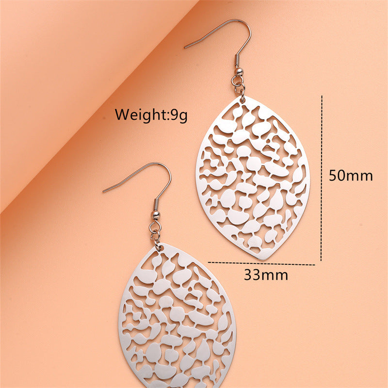 Hip Hop Style Geometric Stainless Steel Tree Leaf Earrings with Plating Finish for Women and Men