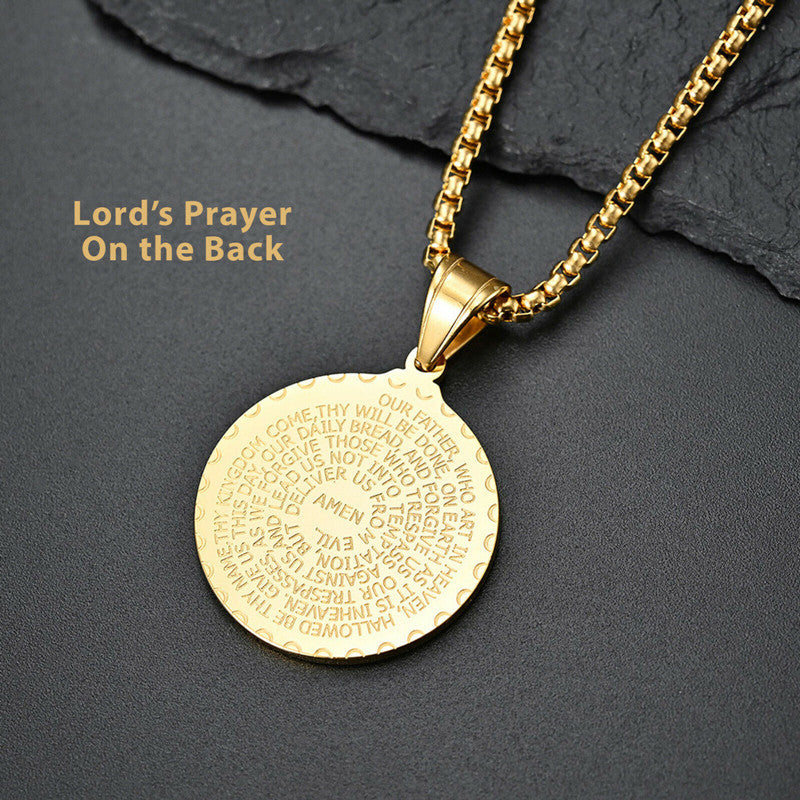 Minimalist Round Pendant Necklace in Stainless Steel with Titanium Steel Charm and Electroplated Finish for Men and Women