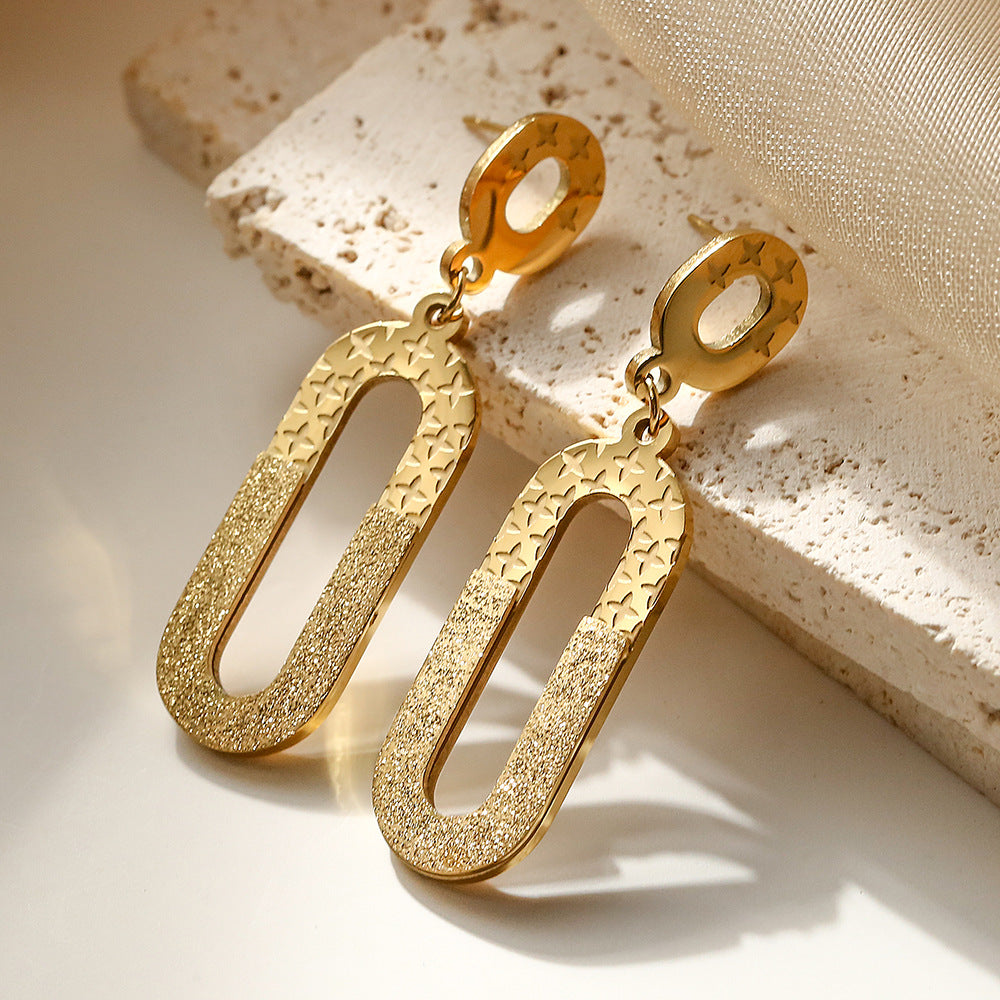 Minimalist Irregular Geometric Titanium Steel Earrings for Women with Luxury Aesthetic and Fashion-Forward Design